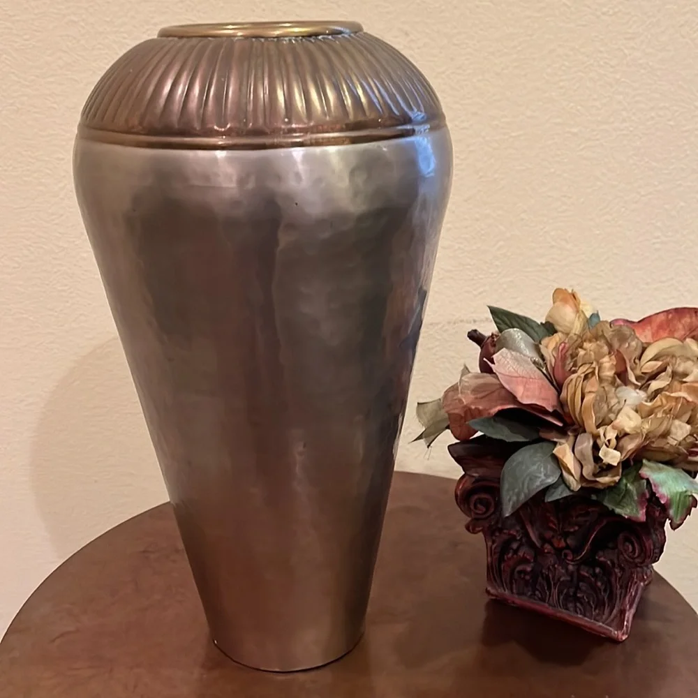 Brass & Hammered Stainless Steel Vase